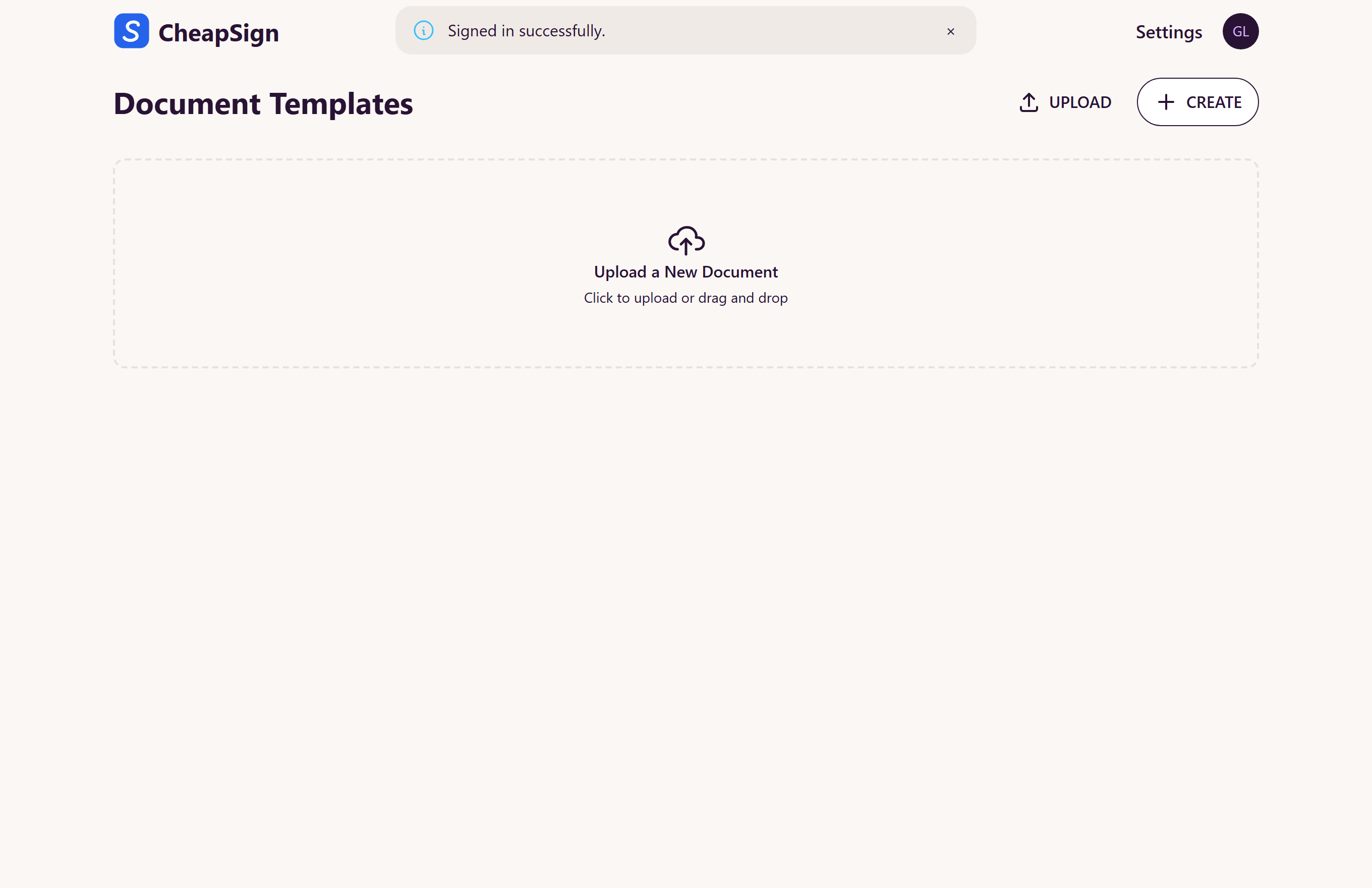 The CheapSign dashboard